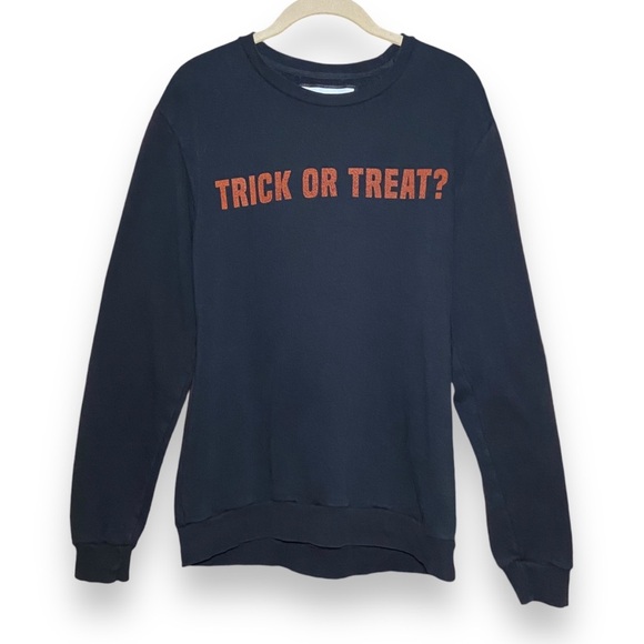 Zara Halloween Trick Or Treat Sweatshirt Size Large Black Long Sleeve - Picture 1 of 5